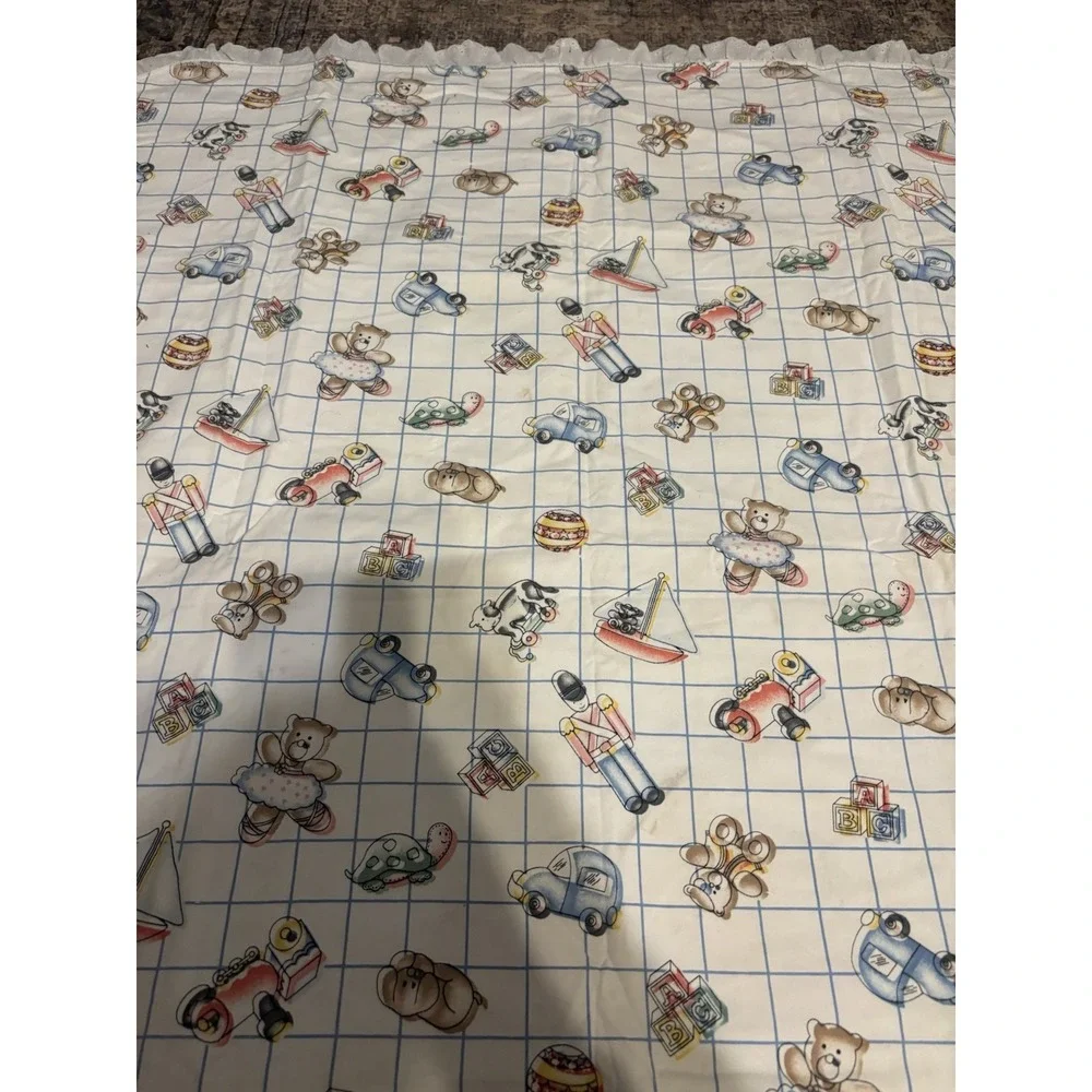 Vtg 80s‎ "That's Our Baby" Crib Blanket Teddy Bear Duck Blocks Bunny 43" X 36" - Picture 15 of 15